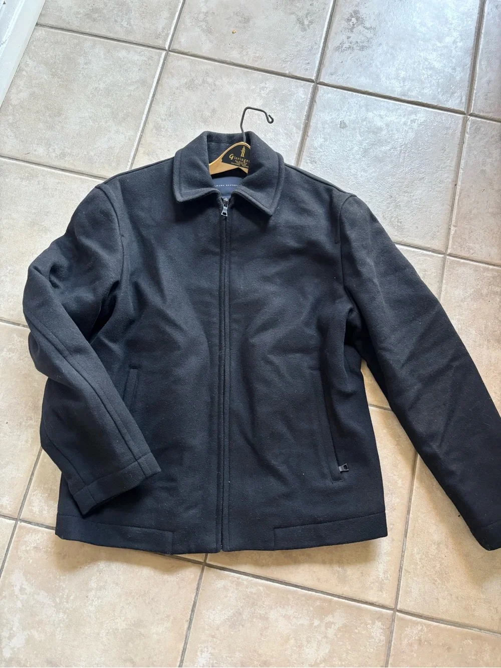 Banana Republic Men's Black Zip-Front Jacket - Classic Collared Coat